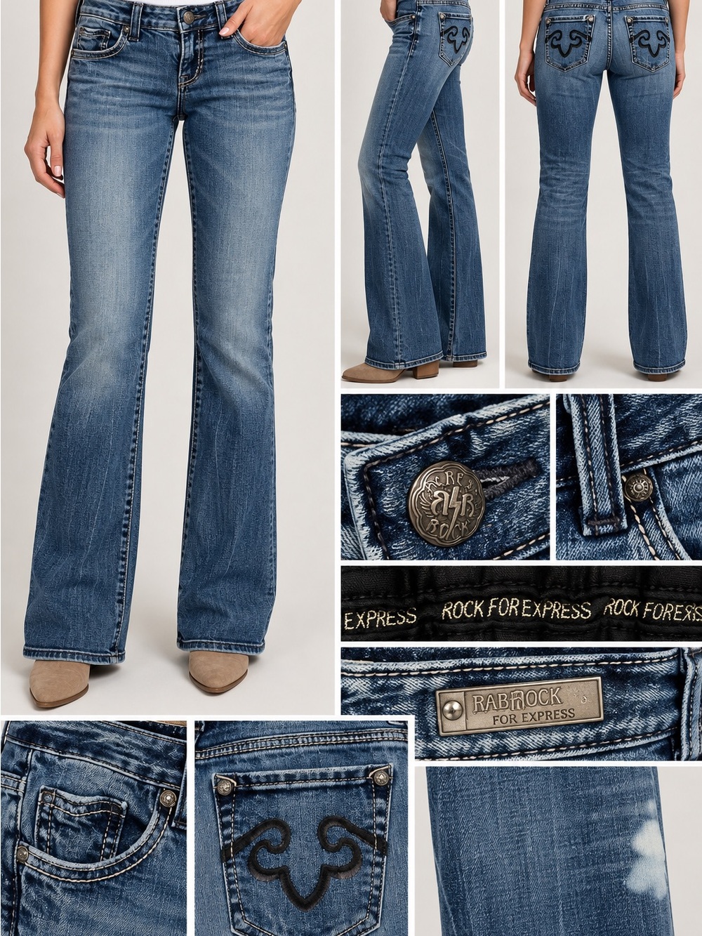 ReRock for Express Women’s Size 4R Bootcut Jeans Y2K Medium Wash